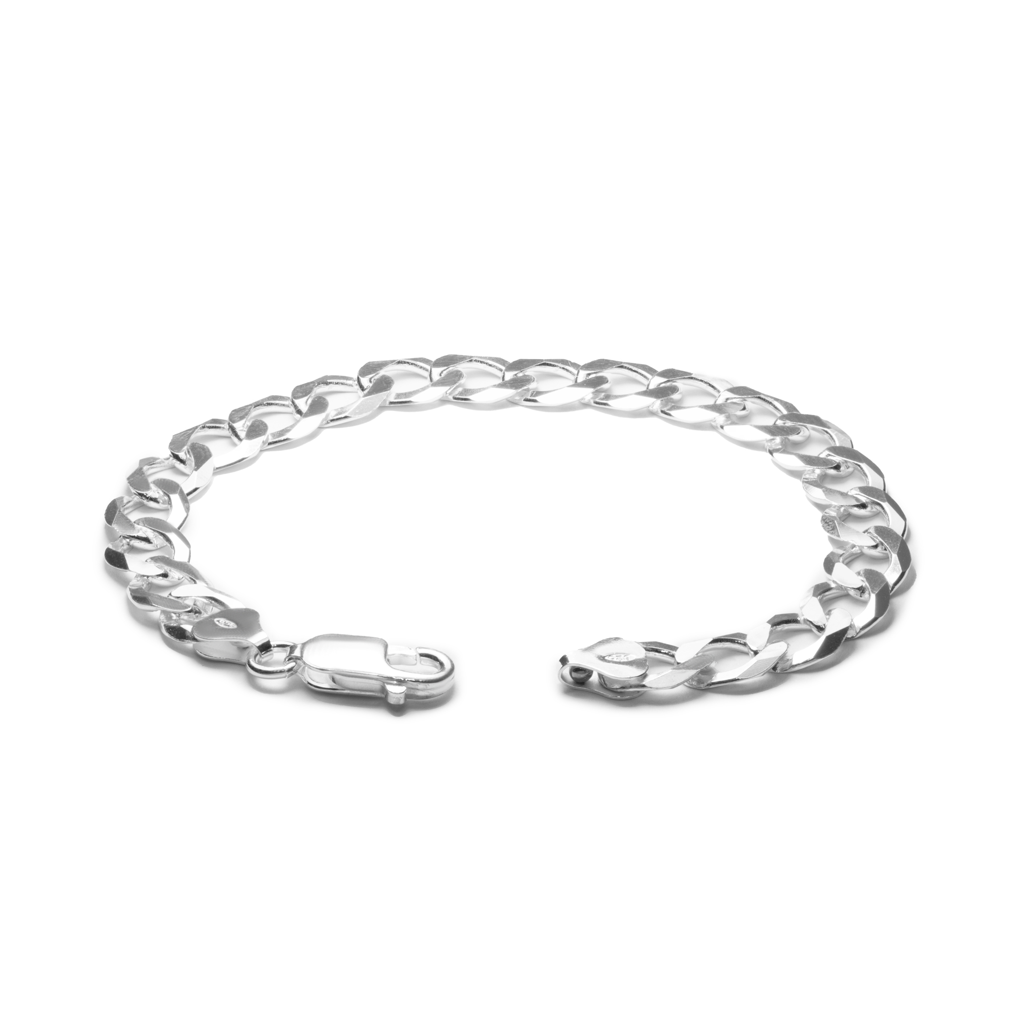 Bracciale maglia schiacciata grande in argento 